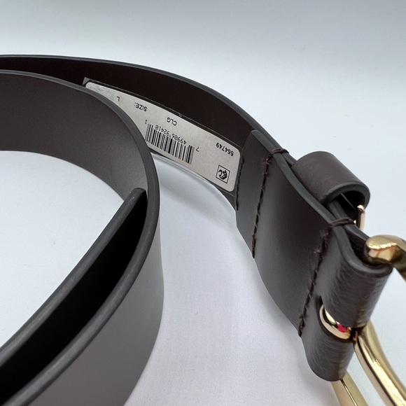 MICHAEL Michael Kors Leather Belt with MK Cutout Logo Disc Brown Size Large NWT - Picture 3 of 3